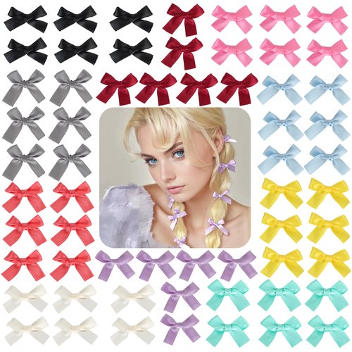 Silky Satin Hair Bows Hair Clip Mini Hair Clips for Women Girls Small Bow Hair Clips Bow Ribbons Cute Hair Clips Pins Metal Y2k Hair Accessories for Braids.