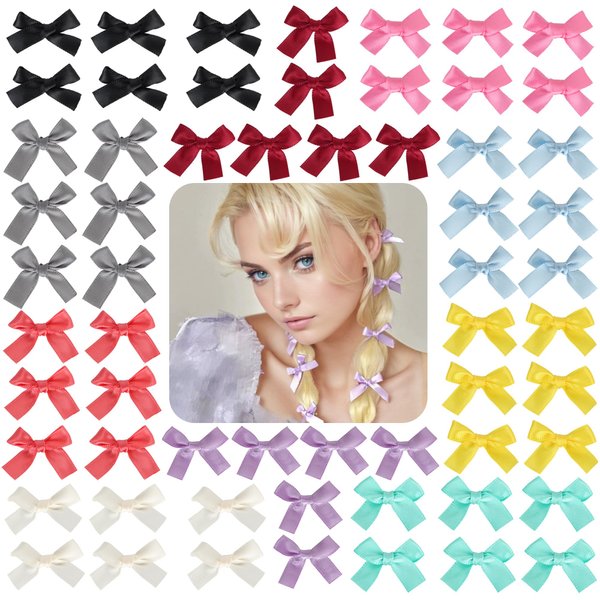 Silky Satin Hair Bows Hair Clip Mini Hair Clips for Women Girls Small Bow Hair Clips Bow Ribbons Cute Hair Clips Pins Metal Y2k Hair Accessories for Braids.