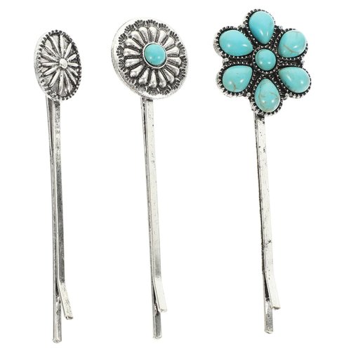 Beatifufu 3pcs Vintage Hair Clips Hair Jewels for Women Turquoise Hair Accessories Hair Accessory for Women Vintage Hair Accessories Hair Clips for Women Bobby Miss Folk-custom Metal