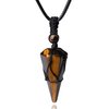 XIANNVXI Tiger Eye Healing Crystal Stone Pointed Necklace Adjustable Black Rope Natural Gemstone Pendant Necklaces Jewelry for Men Women