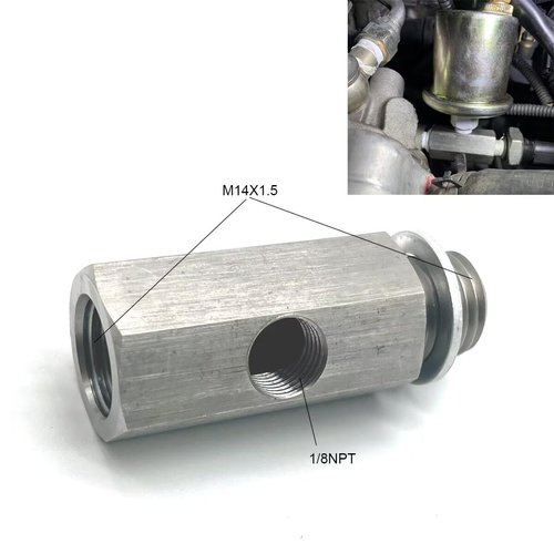 Stainless Steel M14x1.5 Female to M14x1.5 Male with 1/8 NPT Port Oil Pressure Sensor Adapter Tee Adding an Oil Pressure Gauge or Turbo Supply line