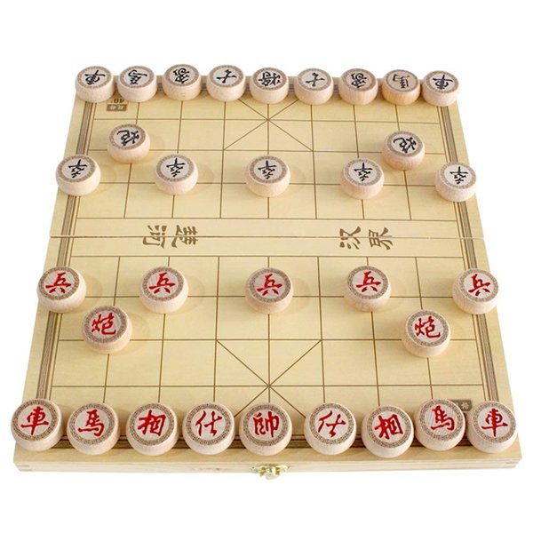 Luoyer 14 Inch Wooden Foldable Chinese Chess Xiangqi Travel Game Set with Wooden Chess Pieces Traditional Tabletop Strategy and Skill Game for Teens Adults