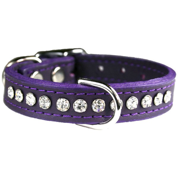 OmniPet Signature Leather Crystal and Leather Dog Collar, 12-Inch, Purple