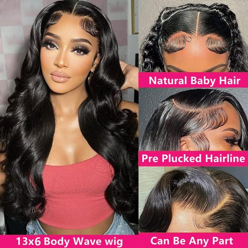 Abhayy 13X6 Lace Front Wigs Human Hair 20inch 200% Density Human Hair Wigs Body Wave Wigs Human Hair Wigs For Black Women Glueless Wigs Lace Frontal Wigs Human Hair (black lace front wigs, 20 Inch)