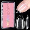 AILLSA Short Almond Nail Tips 504PCS Soft Gel Full Cover Nail Tips Half Matte Prefiled False Clear Nail Tips Press on Extension Fake Gelly Nail Tips for Beginners DIY at Home 12 Sizes