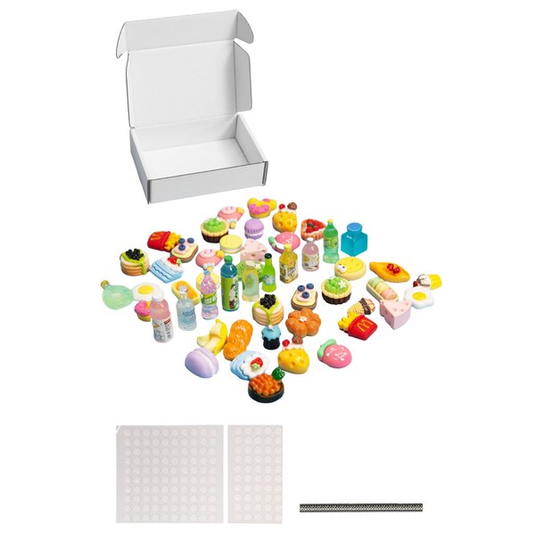 syberwell randomized 50pcs Miniature Resin Magnet Accessories for Eilik Robot, with Double-Side Tape for DIY Crafts