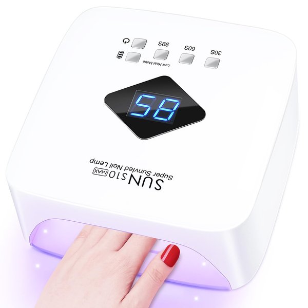 LKE UV Nail Lamp, 86W Rechargeable Cordless UV Light for Gel Nails, Curing Nail Light with 30Pcs Lamp Beads, Professional Led Nail Lamp with 4 Timer Setting and Auto Sensor for Salon and Home (White)