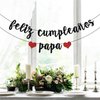 Black Glitter Feliz Cumpleaños Papa Banner - Fiesta Theme Party Decorations - Happy Father's Day, Dad Birthday Party Decorations