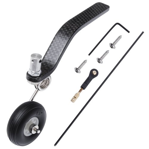 50cc Nitro Great Plane Landing Gear Carbon Tail Wheel Assembly 1.5 inches Rubber Tire Kit RC Airplane Replacement Parts