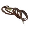 6' Long Genuine Leather Braided Dog Leash Brown 3/8" Wide for Small Dogs and Puppies