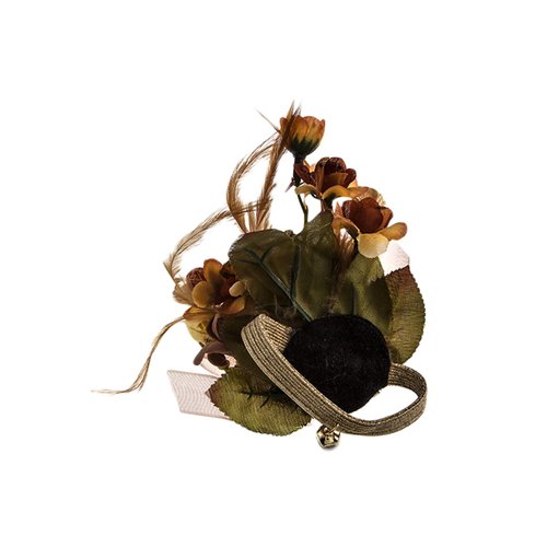 Victorian Bridal Chiffon Flower and Rhinestone Accent Corsage Hair Tie - Bracelet (Bohemian Love)