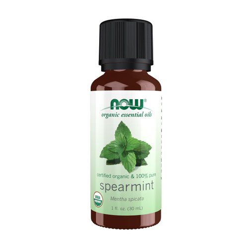 NOW Essential Oils, Organic Spearmint Oil, Stimulating Aromatherapy Scent, Steam Distilled, 100% Pure, Vegan, Child Resistant Cap, 1-Ounce