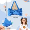 Dog Ears Hair Clips For Girls Women, 2 Pairs Sequin Blue Bow Hair Clips Halloween Ears Hair clip, Blue Birthday Party Decorations Favors Supplies Blue Dog Ears Cosplay Costume Hair Accessories