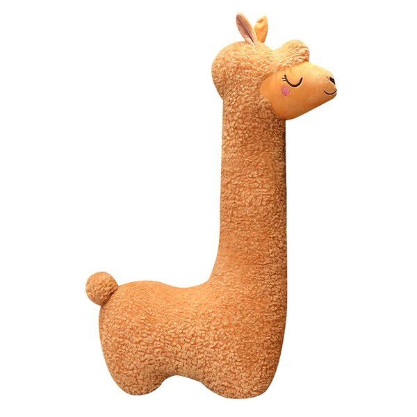 OUKEYI Llama Body Pillow, Giant Alpaca Plush Long Body Pillow,Fluffy Alpaca Stuffed Animal, Cuddly Alpaca Long Pillow Xmas Birthday Valentines Gift for Girls Boys Adults Kids (29.5 Inches, Brown)