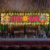 OuMuaMua Hawaiian Tiki Party Decorations, Luau Tiki Decorations Banner, Tiki Bar Sign with Lights for Summer Aloha Moana Hawaii Luau Party Decorations, Tropical Birthday Beach Pool Party Supplies