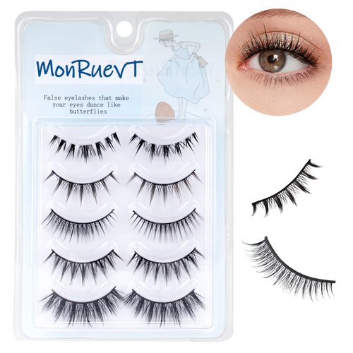 MONRUEVT Handmade False Eyelashes Lightweight And Fluffy False Eyelashes Voluminous And Curly With Lash Extensions And Signature Fiber Lengthening Effect Reusable