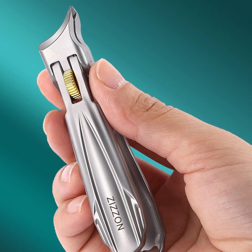 ZIZZON Wide Opening Jaw Angled Toe Nail Clippers for Thick or Ingrown Toenails, Ultra Sharp Nail Cutter with Catcher and Lock, Ergonomic Lever Clippers for Fingernails and Toenails