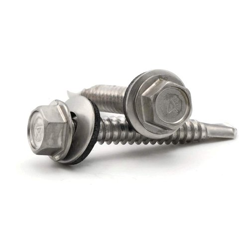 #10 Stainless Steel Hex Head Roofing Screws with Sealing Washer Self Drilling Stainless Steel Roofing Screws #10 x 2 inch Qty 100