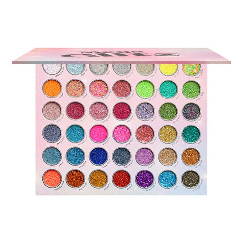 KARA BEAUTY - MEGA GLITZ Pressed Glitter Palette, 42 Glitter Shades, Fine Pressed Glitter, Chunky Glitter, Colorful Eye Makeup, Glitter for Eyes and Face, Pigmented Glitter, Euphoria Makeup, Vegan