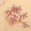BERYUAN Crystal Rhinestone Hair Comb Rhinestone Pearls Headpiece Teardrop Rhinestone Wedding Hair Accessories for Women (pink)