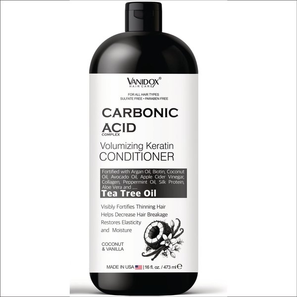VANIDOX Carbonic Acid Conditioner for Men and Women, Sulfate-Free, Hair Growth Conditioner, Hydrating Conditioner with DHT Blocker, Scalp Cleansing Formula, Coconut and Vanilla Scent - 16 fl oz