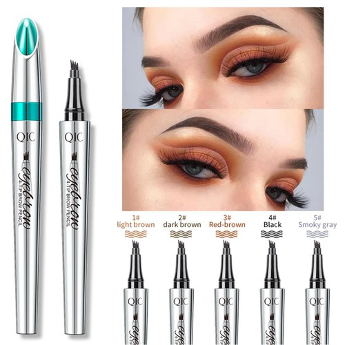 4-Tipped Microblading Eyebrow Pen, 2024 Upgraded 3D Waterproof Magic Eyebrow Pencil Contouring Pen, Long-Lasting Natural Fine Stroke Magic Eyebrow Pen (519C01#Light Brown)