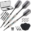 Viper Bobcat Adjustable Weight Soft Tip Darts with Storage/Travel Case: Nickel Silver Plated, Light Blue Rings, 16-18 Grams