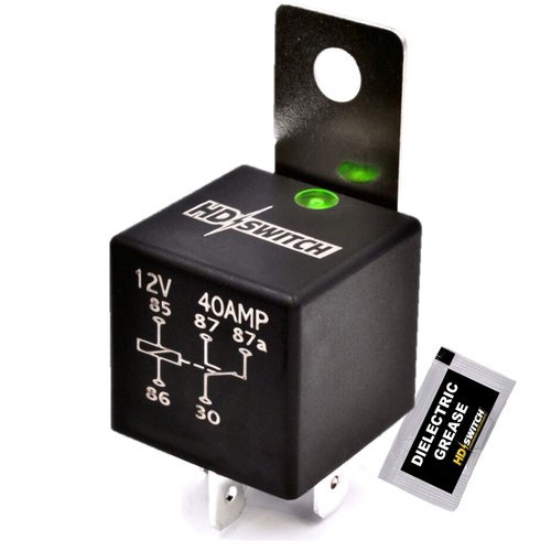 HD Switch 12V 40A Waterproof Relay Replaces Dixon 2560 2700 4515B 4516K 4518K Kodiak 52 60 72 ZTR 34 44, DX254 DX260 DX272, Kodiak Diesel 52 w/LED Indicator Light & Dielectric Grease