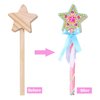 BBTO 24 Pieces Make Your Own Princess Wand Kit Include 2 Wooden Star Wands, 2 Dowels, 4 Satin Ribbons, 2 Gem Stickers, 6 Paints, 2 Paintbrushes, 6 Glitter Glues Pens Fairy Wand Art Craft Kit for Girl