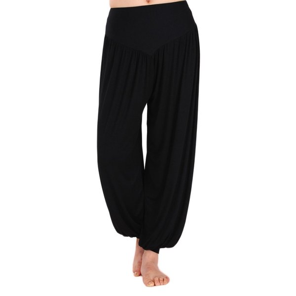 AvaCostume Womens Modal Cotton Soft Yoga Sports Dance Harem Pants, S, Black