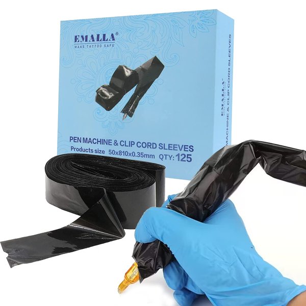 Tattoo Cord Covers Sleeves - NAQASE 125pcs Pen Bags Tattoo Cord Sleeves Black Clip Cord Covers Wrap