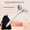 Hysotok Stainless Steel Gua Sha Facial Tools, Face Roller and Gua Sha Set for Facial Massage, Neck, Eyes, Body, Chin Lift, and Skin Tightening (Silver Heart)