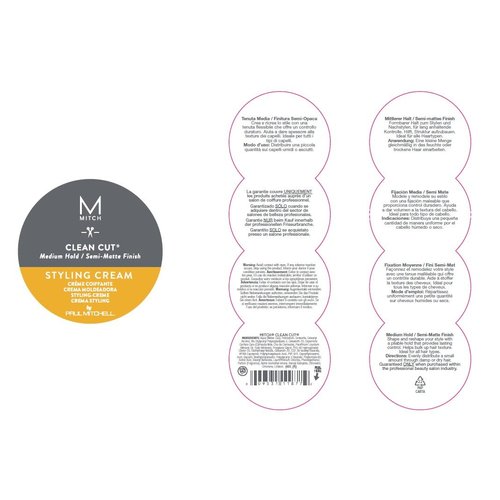 MITCH by Paul Mitchell Clean Cut Styling Cream for Men, Medium Hold, Semi-Matte Finish, For All Hair Types + Short to Medium Hair, 3 oz.