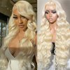 613 Lace Front Wig Human Hair 180 Density 13x4 Body Wave HD Transparent Lace Front Wigs Human Hair Blonde Wig Human Hair Glueless Wigs Human Hair Pre Plucked Pre Cut With Natural Hairline 28 Inch
