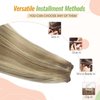 Human Hair Extensions Sew in Blonde Highlights Hair Weft Extensions Real Human Hair Light Ash Blonde Mixed with Platinum Blonde Balayage Bundles 12 Inch 80grams Hand Tied Blonde Hair Weave