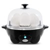Elite Gourmet EGC-007B# Rapid Egg Cooker, 7 Easy-To-Peel, Hard, Medium, Soft Boiled Eggs, Poacher, Omelet Maker, Auto Shut-Off, Alarm, 16-Recipe Booklet, Black