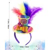 Fikinise Mini Top Hat Headband with Multicolor Feathers for Women Girls Rainbow Feather Headband Top Hat Feather Hair Accessory Rainbow Parade Cosplay Halloween Hat Party (Candy