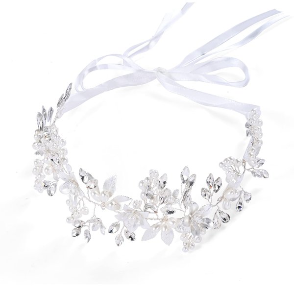 Gionforsy Flower Girl Headpiece for Wedding Crystal Princess Hair Accessory First Communion Birthday Party (Silver, One Size)