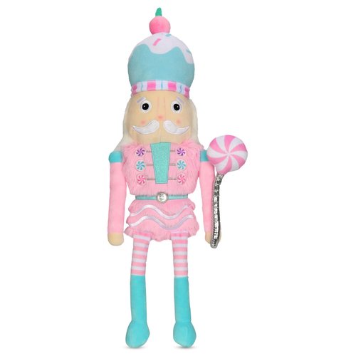 iscream Soft Plush Candy Nutcracker 18.5" Embroidered Accent Holiday Pillow