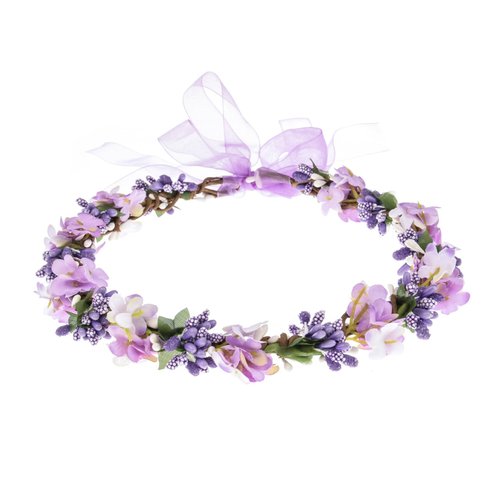 June Bloomy Wedding Hydrangea Flower Headband Spring Flower Crown Wreath Boho Garland Halo (Purple)