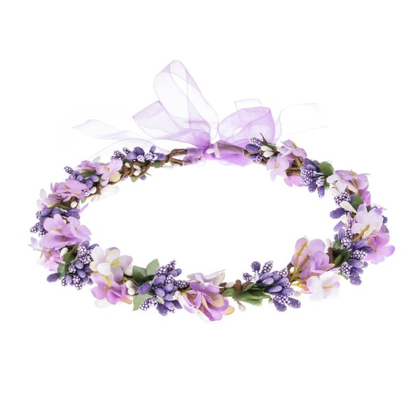 June Bloomy Wedding Hydrangea Flower Headband Spring Flower Crown Wreath Boho Garland Halo (Purple)