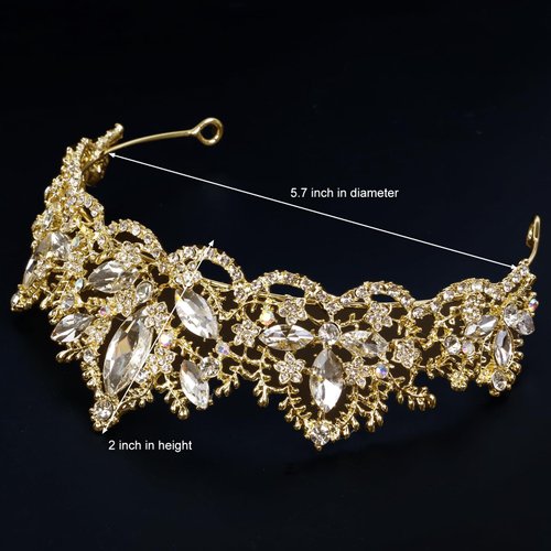 Gold Princess Crown and Tiaras for Women Girls Birthday Baroque Queen Crowns Diamond Crystal Rhinestone Tiara Halloween Cosplay Costumes Headband for Bride Bridal Wedding Party Prom Hair