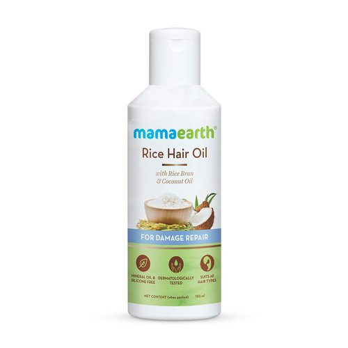 Mamaearth Rice Hair Oil with Rice Bran & Coconut Oil For Damaged, Dry and Frizzy Hair – 150ml