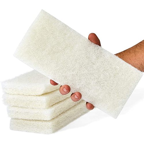 Commercial Light Duty Scrub Pad 4.625" x 10" - White (Pack of 5)