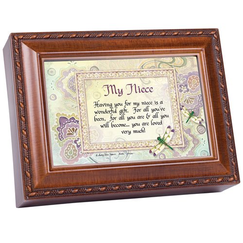 Cottage Garden My Niece Wonderful Gift Loved Woodgrain Rope Trim Jewelry Music Box Plays You are My Sunshine