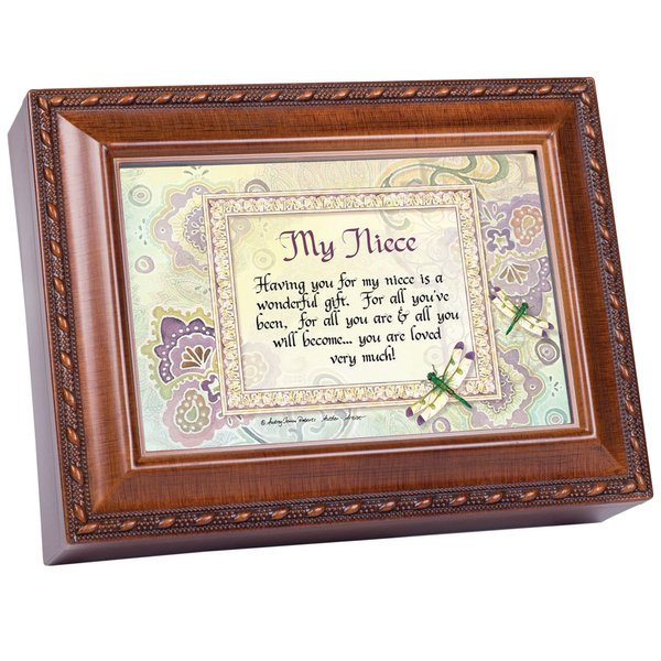 Cottage Garden My Niece Wonderful Gift Loved Woodgrain Rope Trim Jewelry Music Box Plays You are My Sunshine