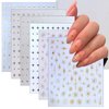 Star Nail Sticker 6 Sheets Gold Sliver Star Nail Art Stickers Shiny Gold Laser Silver Black Rhinestone Stars Nail Decals Glitter Charms Four-Pointed Star Nail Design Nail Accessories for Women Girl