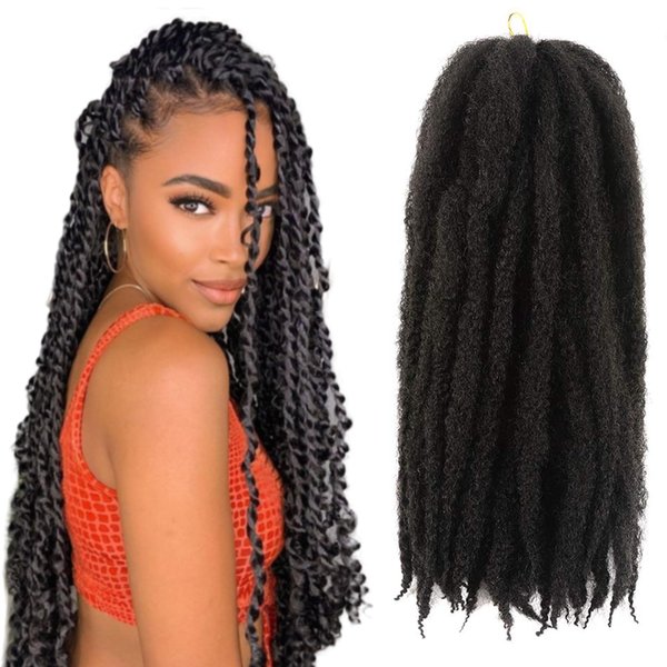 Spring Twist Hair Marley Twist Braiding Hair 24inch Crochet Hair 6packs Afro Twist Hair Cuban Twist Hair Marley Twist Hair Kinky Braiding Hair Synthetic Hair Extension For Women (24inch,6pcs, 1B）