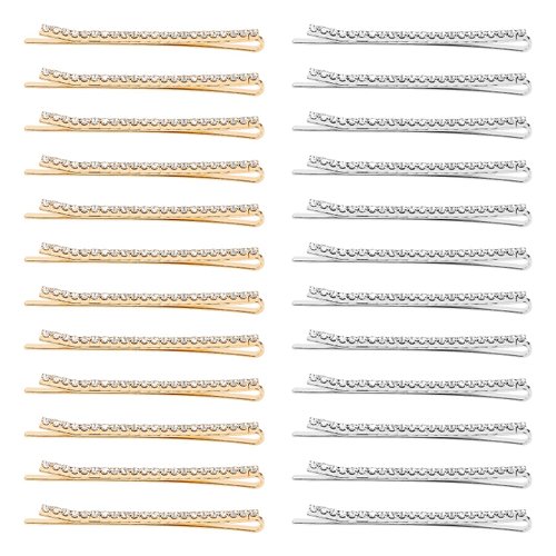 Amariver 24 Pcs Silver and Gold Rhinestone Bobby Pins Small Crystal Bobby Pins Bulk for Lady Women Sparkly Hair Clips Shiny Glitter Hairpins Styling Hair Accessories for Women Girls 12Pcs Per color