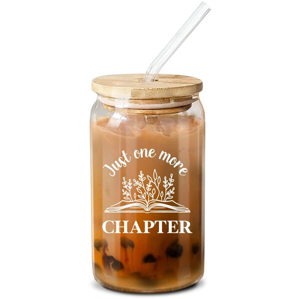NewEleven Gifts For Book Lovers - Book Lovers Gifts For Women - Bookish Gifts for Readers, Librarians, Bookaholics, Bookworms - Birthday Gifts For Women, Her, Best Friend – 16 Oz Coffee Glass